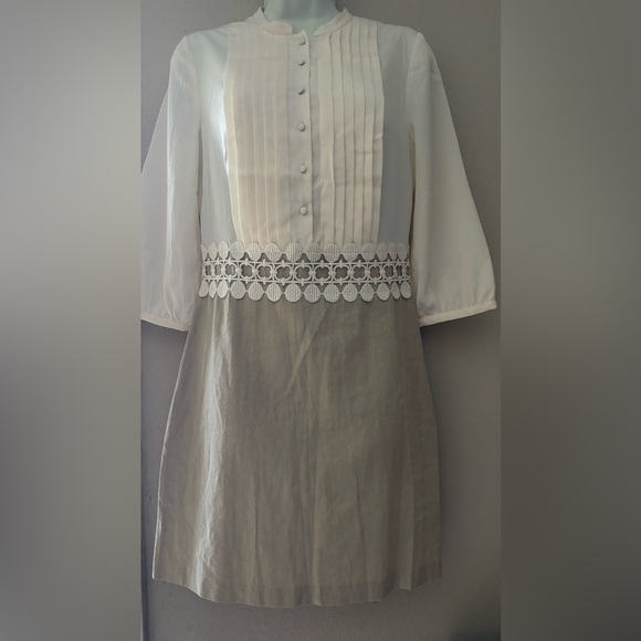 Kensie Dresses & Skirts - NWT ElegantCream and Tan Dress with Lace  Size S